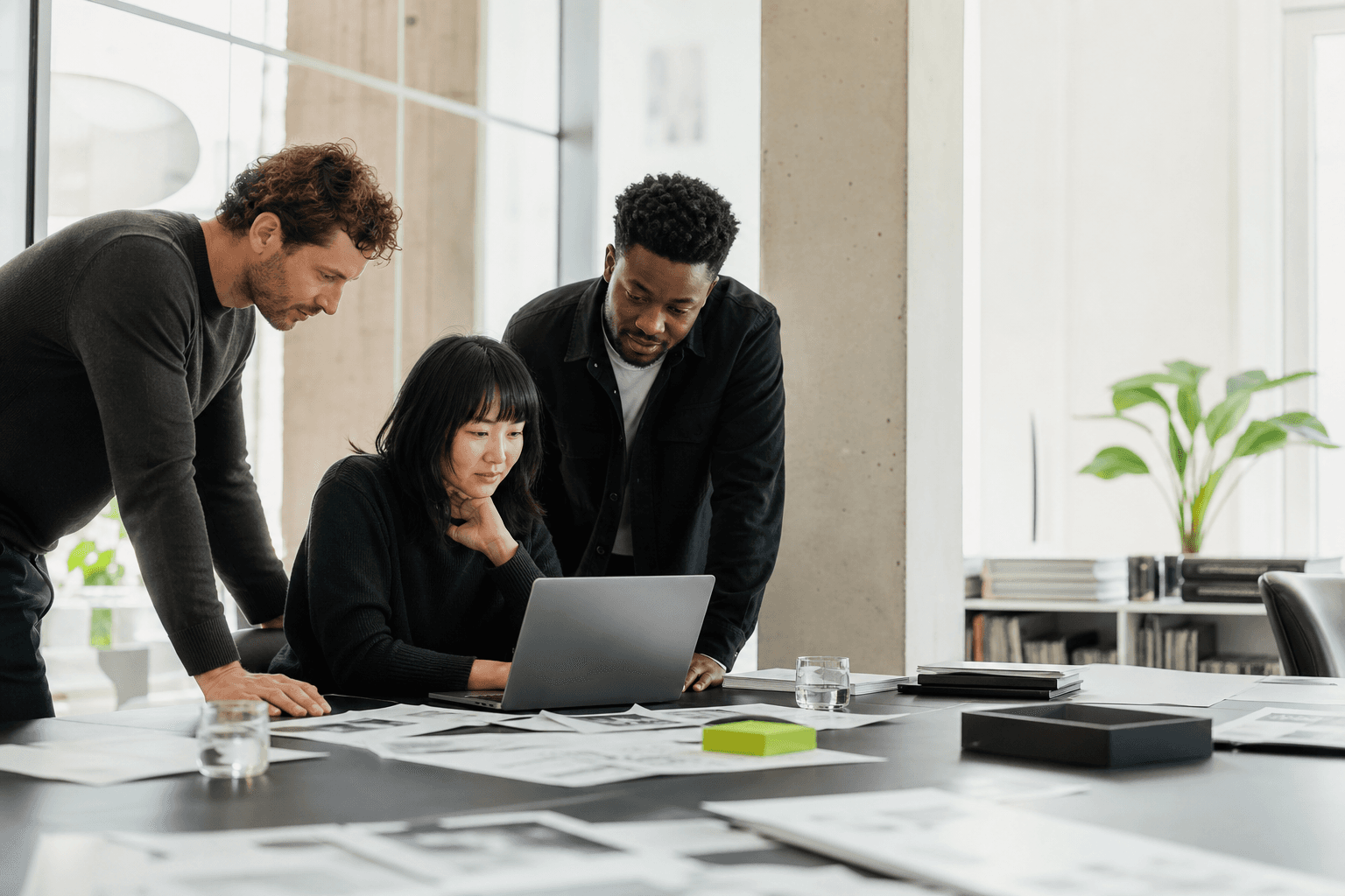 A SaaS founding team reviewing their launch together